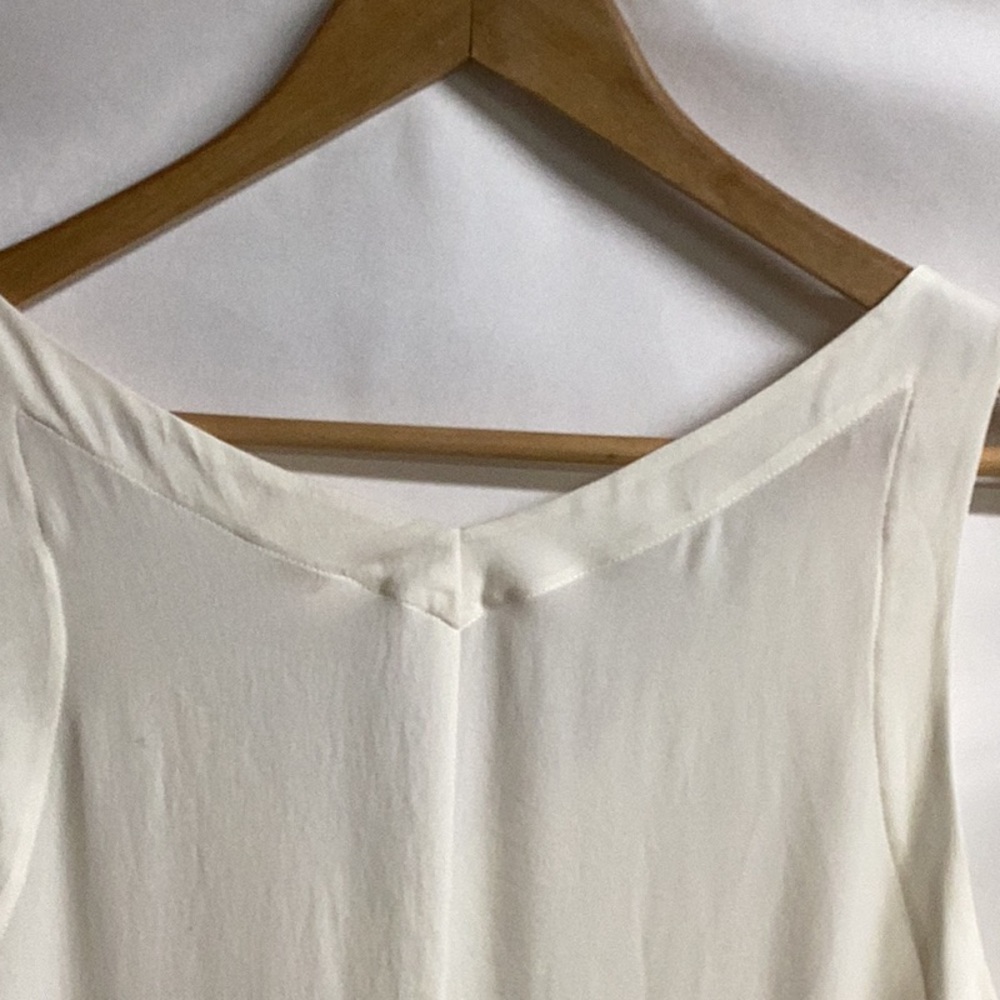 REBECCA TAYLOR Pleat Hem 100% Silk Tank White Size 6 - Picture 6 of 8